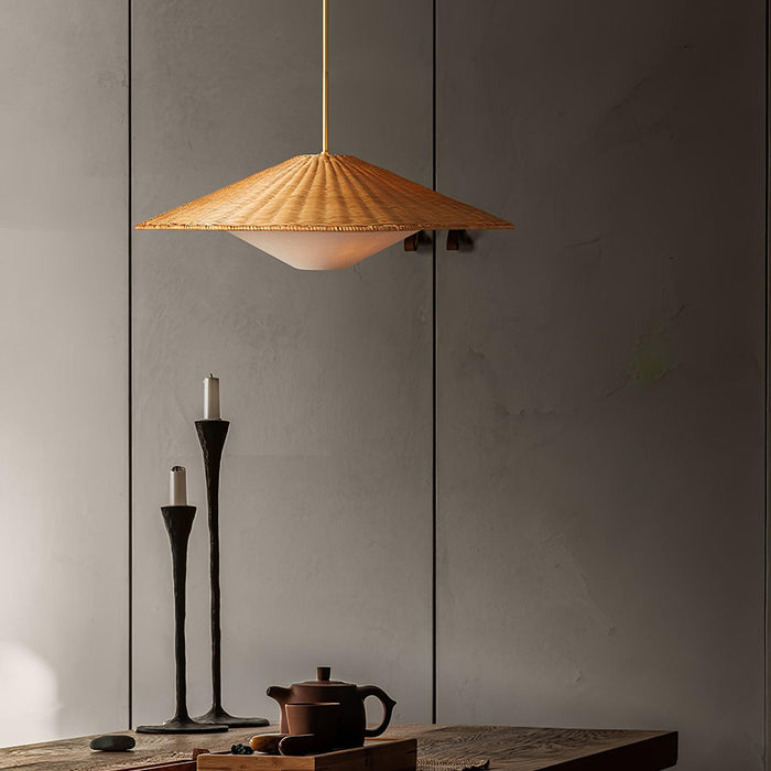 Rattan Hat Pendant Light.