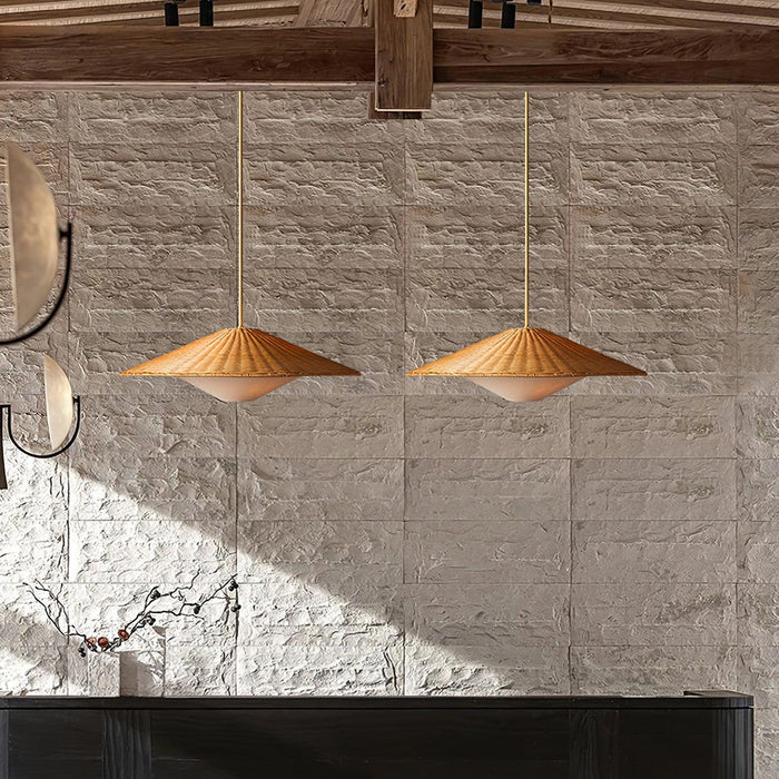 Rattan Hat Pendant Light-DWHOME