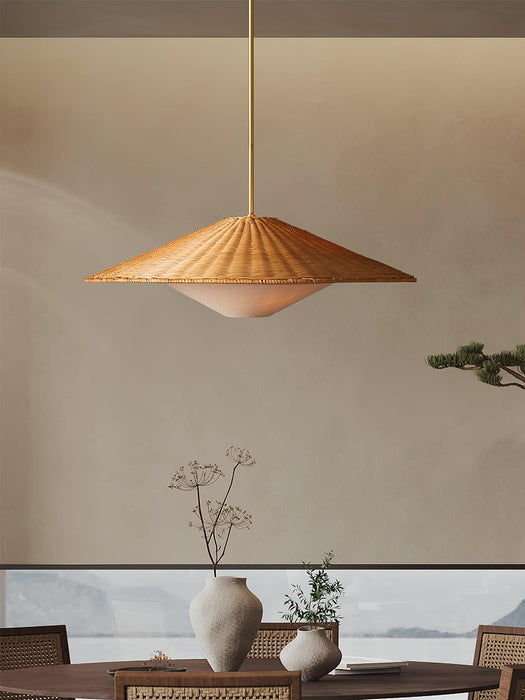 Rattan Hat Pendant Light.