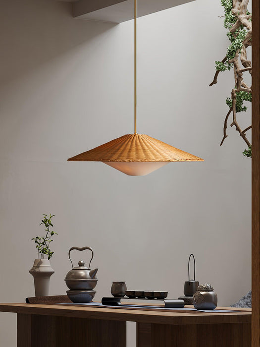 Rattan Hat Pendant Light.