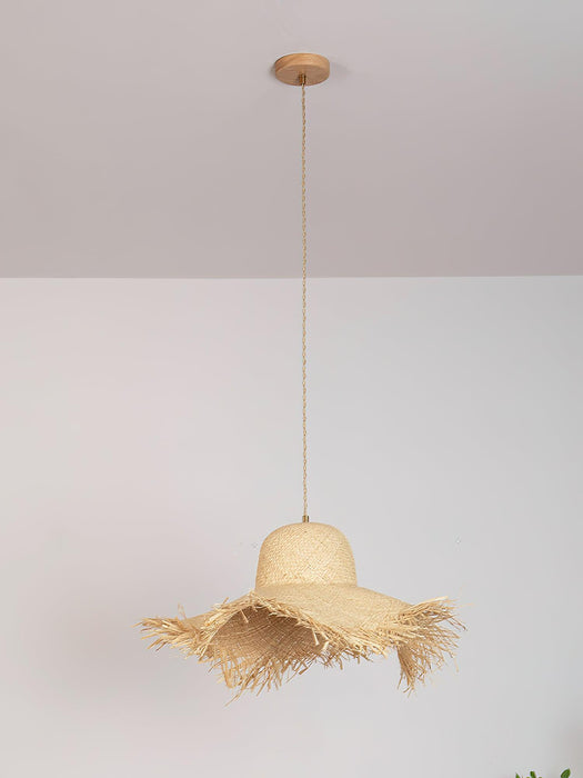 Rattan Straw Hat Pendant Light-DWHOME