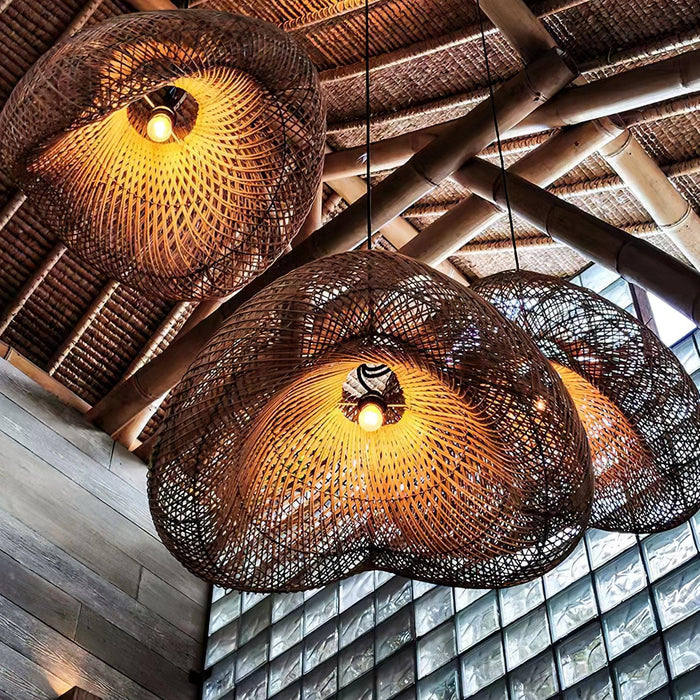 Rattan Wave Pendant Light.