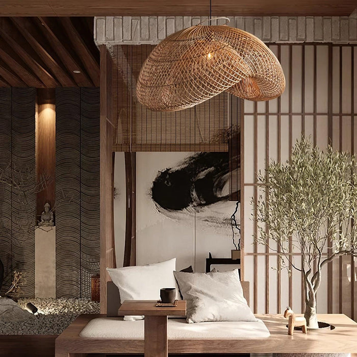 Rattan Wave Pendant Light-DWHOME