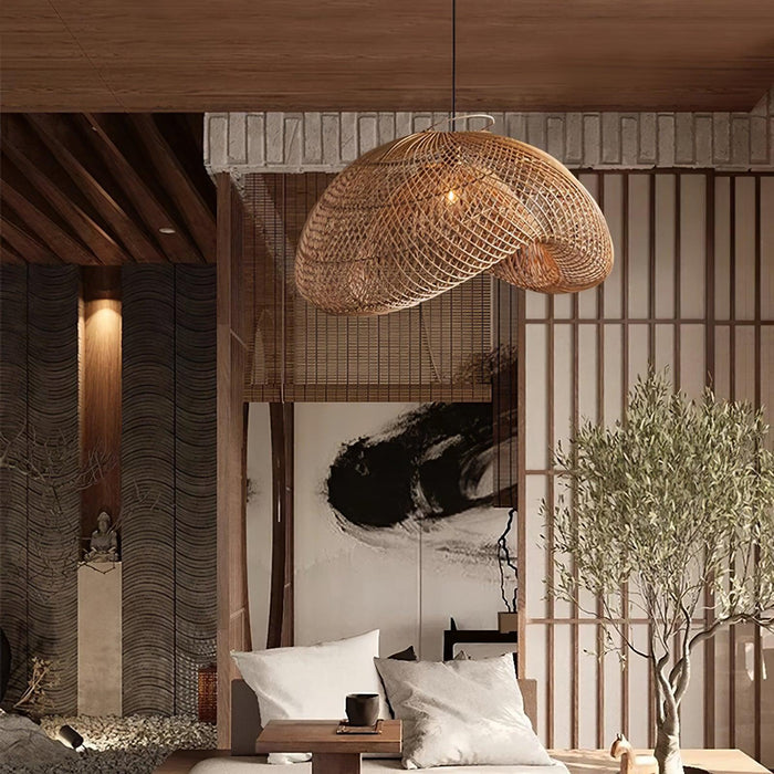 Rattan Wave Pendant Light-DWHOME