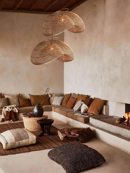 Rattan Wave Pendant Light.