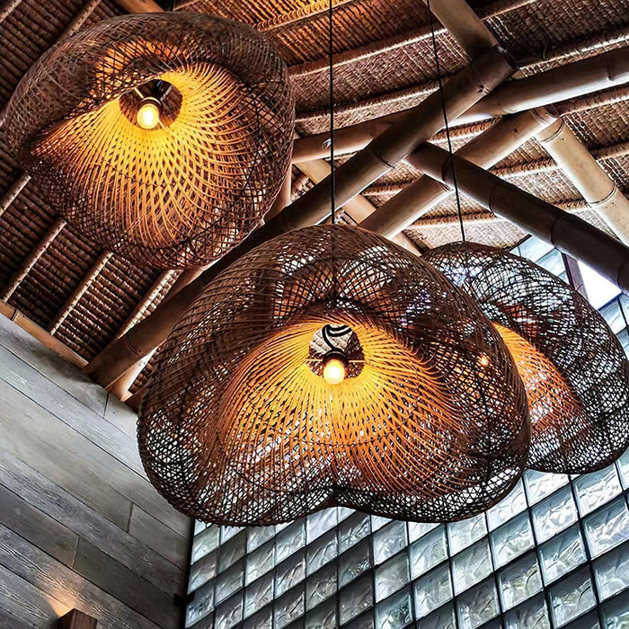 Rattan Wave Pendant Light-DWHOME