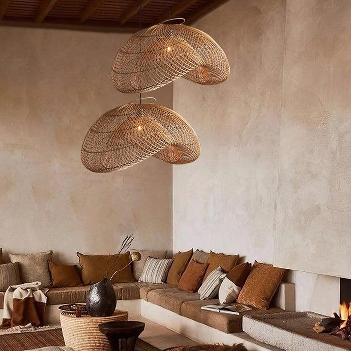 Rattan Wave Pendant Light.