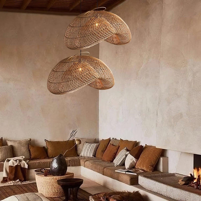 Rattan Wave Pendant Light.