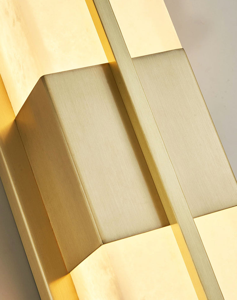 Rectangular Alabaster Brass Wall Sconce-DWHOME
