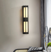Rectangular Alabaster Brass Wall Sconce-DWHOME