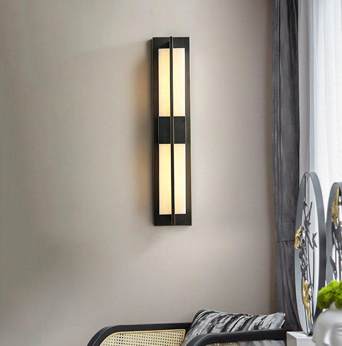 Rectangular Alabaster Brass Wall Sconce - DWHOME