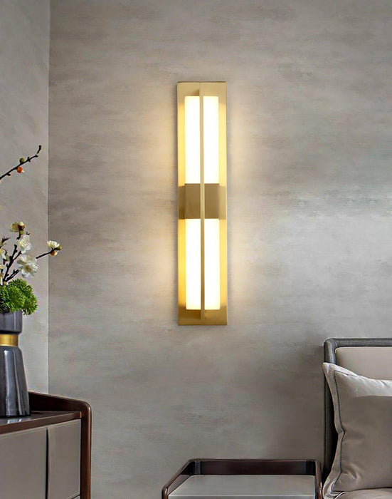 Rectangular Alabaster Brass Wall Sconce - DWHOME