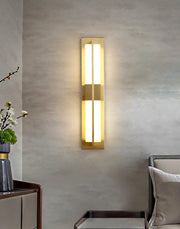 Rectangular Alabaster Brass Wall Sconce-DWHOME