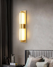 Rectangular Alabaster Brass Wall Sconce-DWHOME