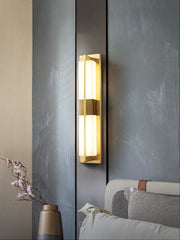 Rectangular Alabaster Brass Wall Sconce-DWHOME