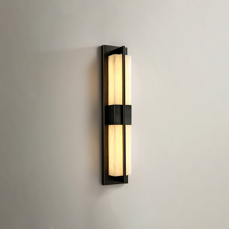 Rectangular Alabaster Brass Wall Sconce-DWHOME