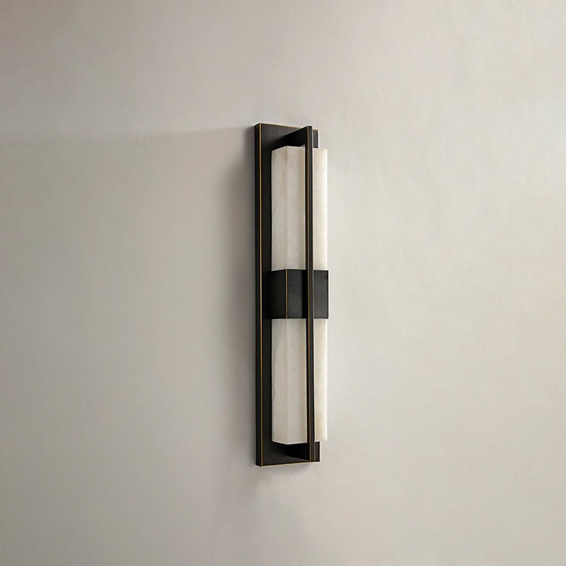 Rectangular Alabaster Brass Wall Sconce-DWHOME