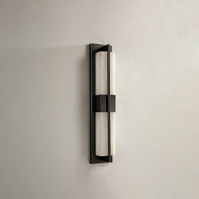 Rectangular Alabaster Brass Wall Sconce - DWHOME