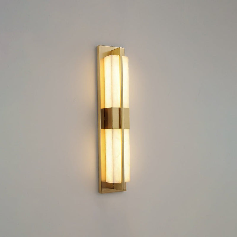 Rectangular Alabaster Brass Wall Sconce-DWHOME