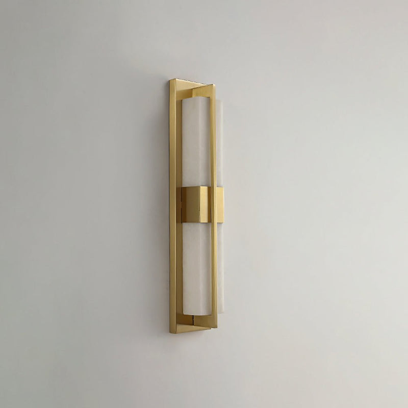 Rectangular Alabaster Brass Wall Sconce-DWHOME