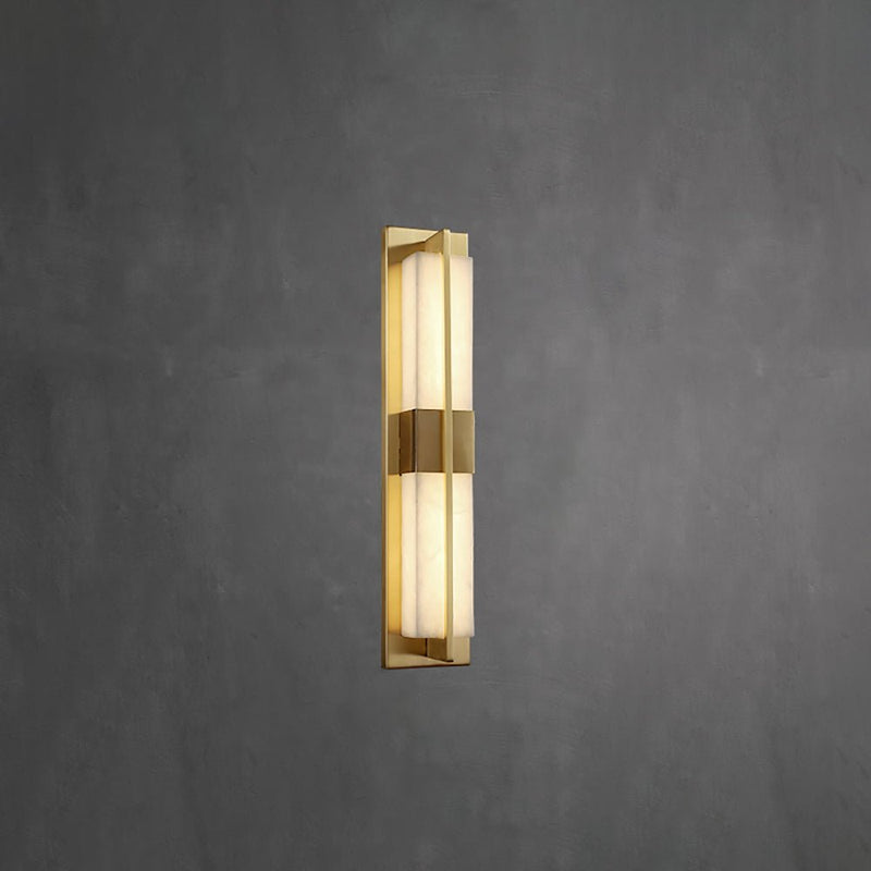 Rectangular Alabaster Brass Wall Sconce-DWHOME