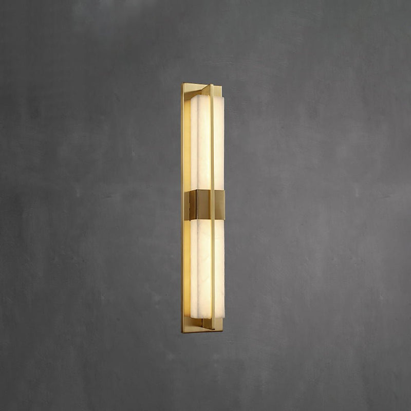 Rectangular Alabaster Brass Wall Sconce-DWHOME