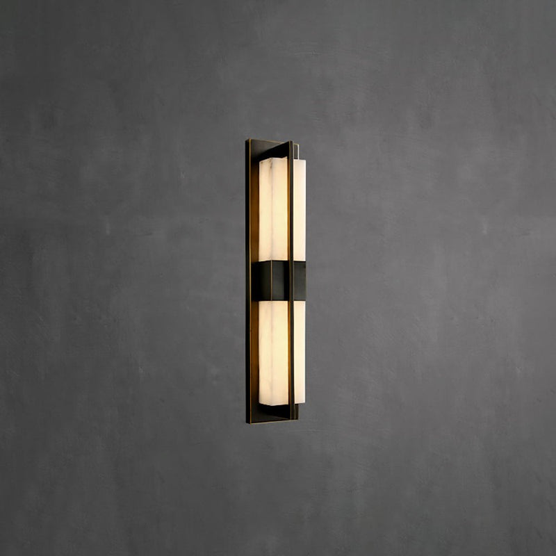 Rectangular Alabaster Brass Wall Sconce-DWHOME