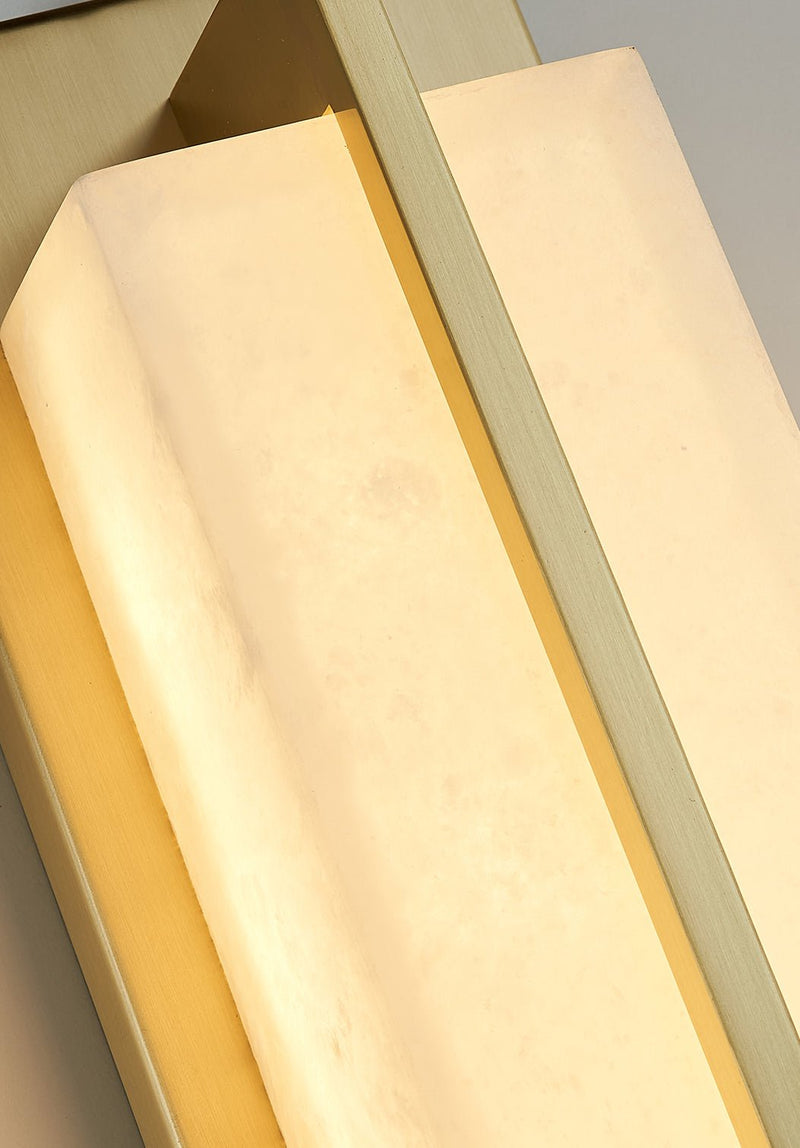 Rectangular Alabaster Brass Wall Sconce-DWHOME
