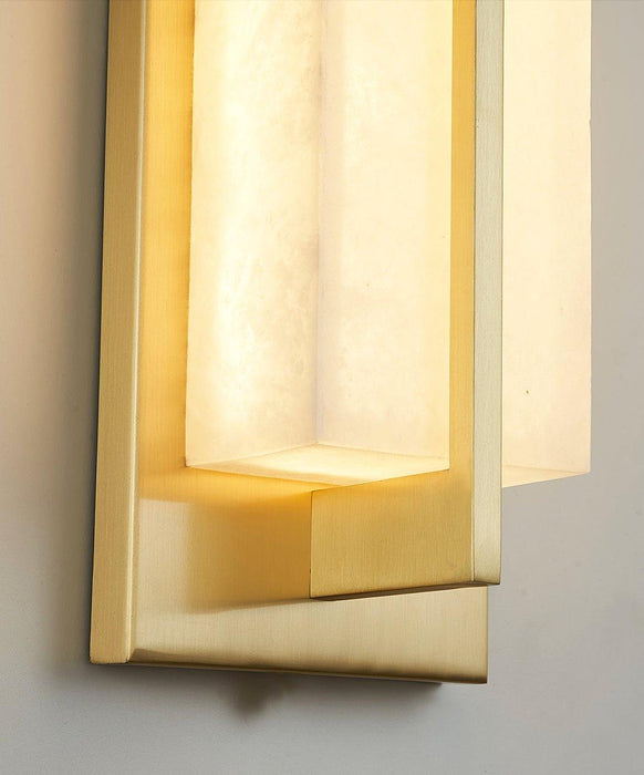 Rectangular Alabaster Brass Wall Sconce - DWHOME