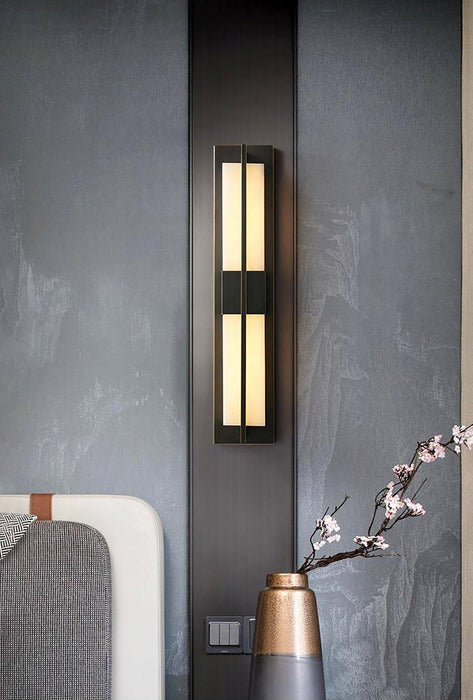 Rectangular Alabaster Brass Wall Sconce - DWHOME