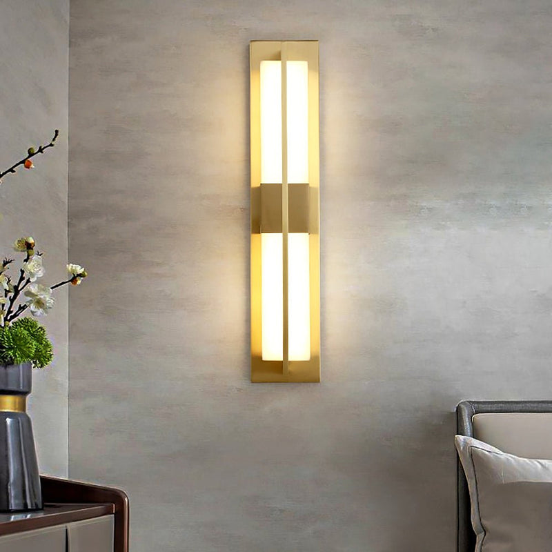 Rectangular Alabaster Brass Wall Sconce-DWHOME