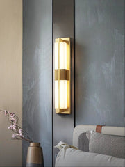 Rectangular Alabaster Brass Wall Sconce-DWHOME