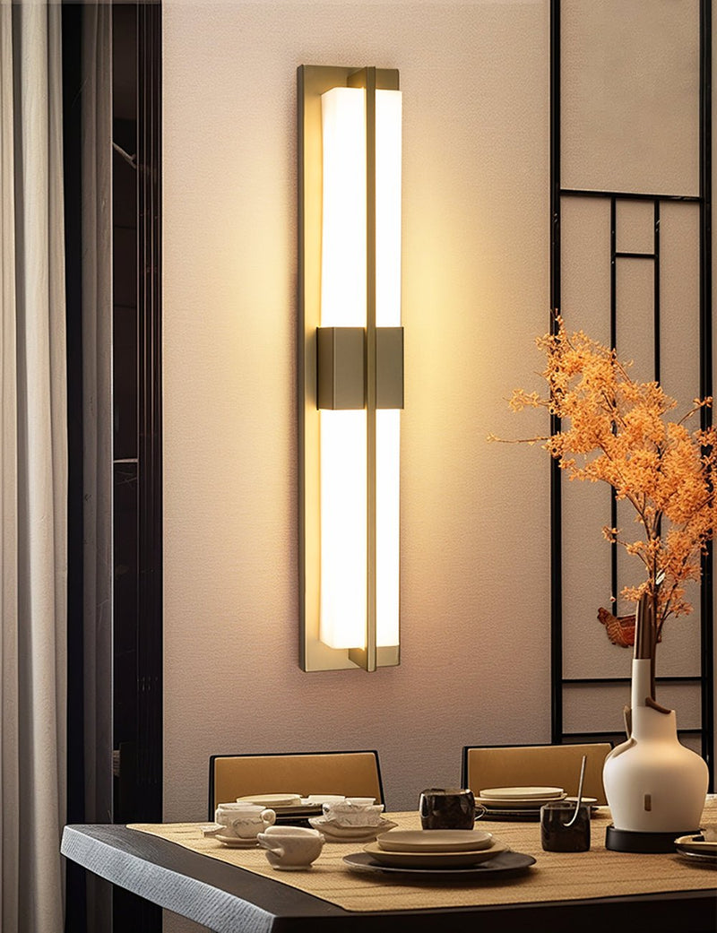 Rectangular Alabaster Brass Wall Sconce-DWHOME