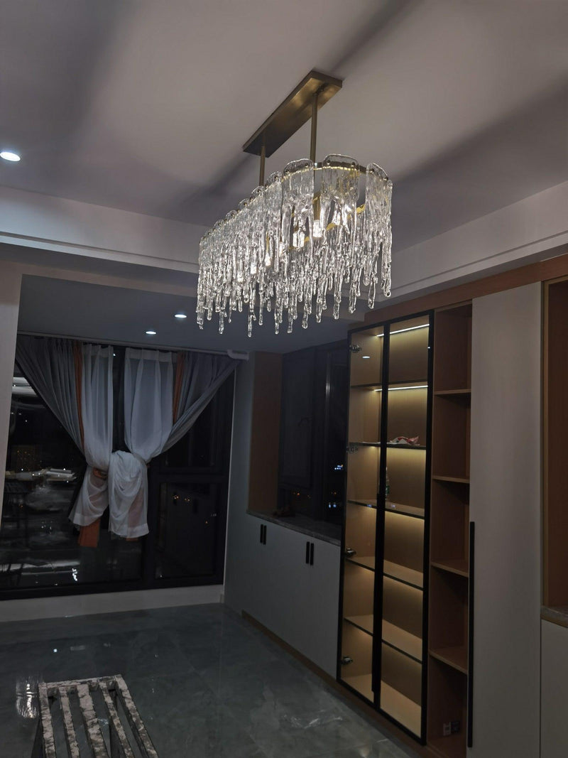 Rectangular Icicle Glass Chandelier-DWHOME