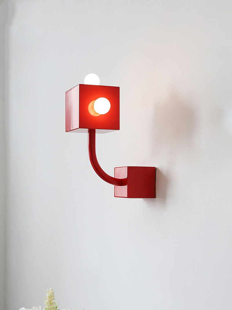 Red Cube Wall Lamp-DWHOME