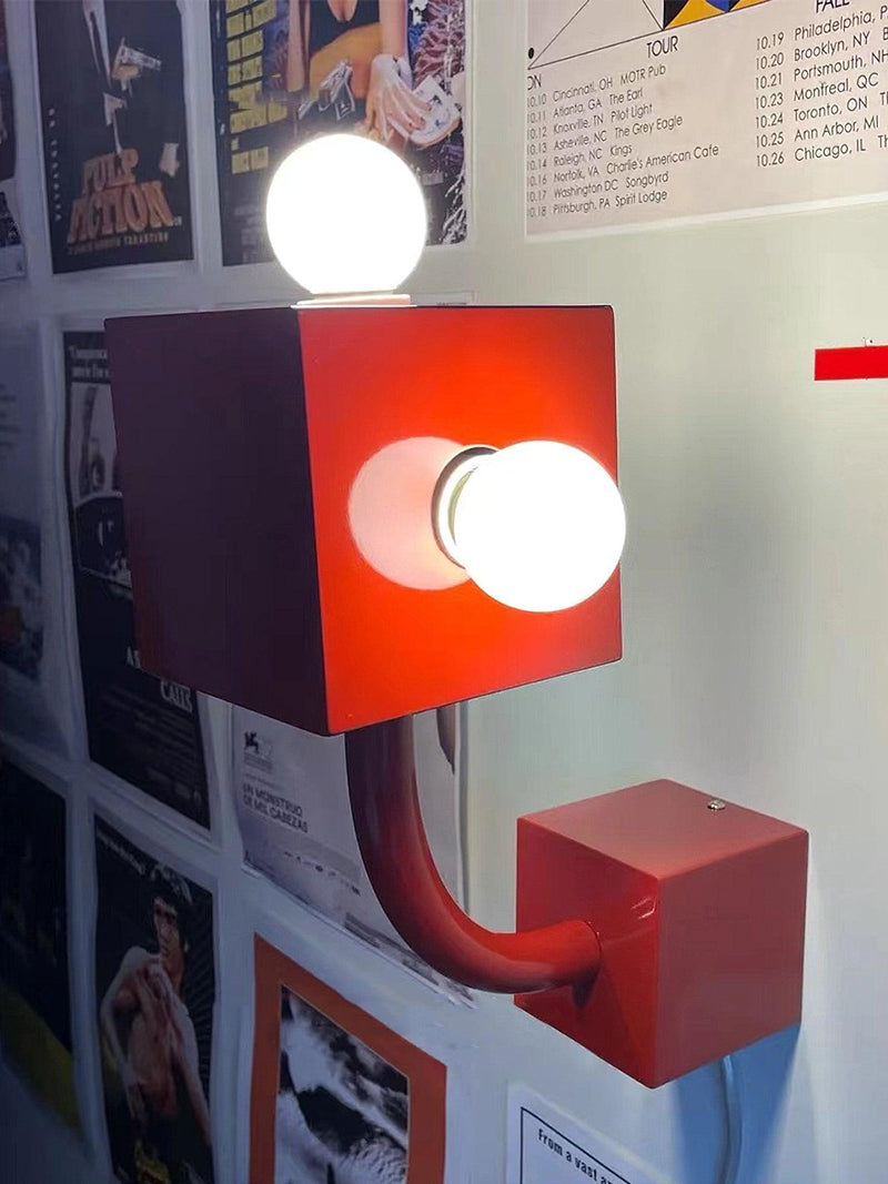 Red Cube Wall Lamp-DWHOME