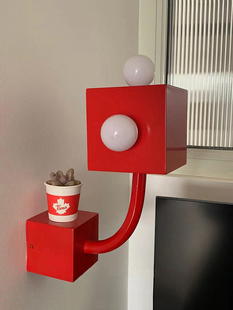 Red Cube Wall Lamp-DWHOME