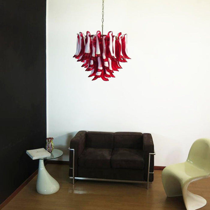 Red Glass Murano Petals Chandelier - DWHOME