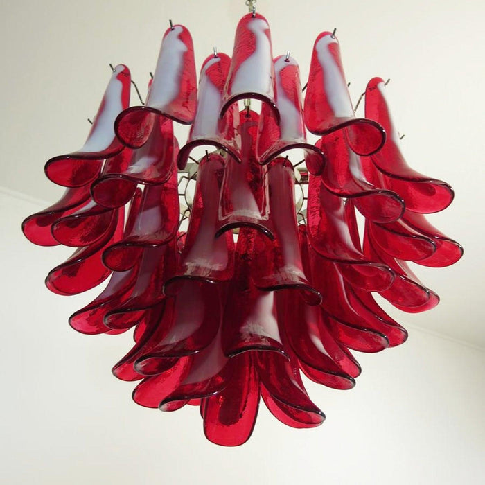 Red Glass Murano Petals Chandelier - DWHOME