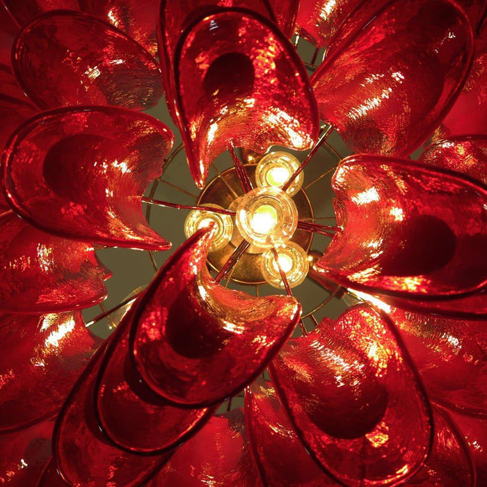 Red Glass Murano Petals Chandelier - DWHOME