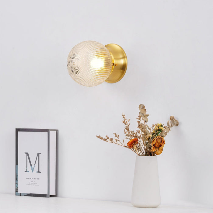 Reeded Globe Flush Ceiling Light-DWHOME