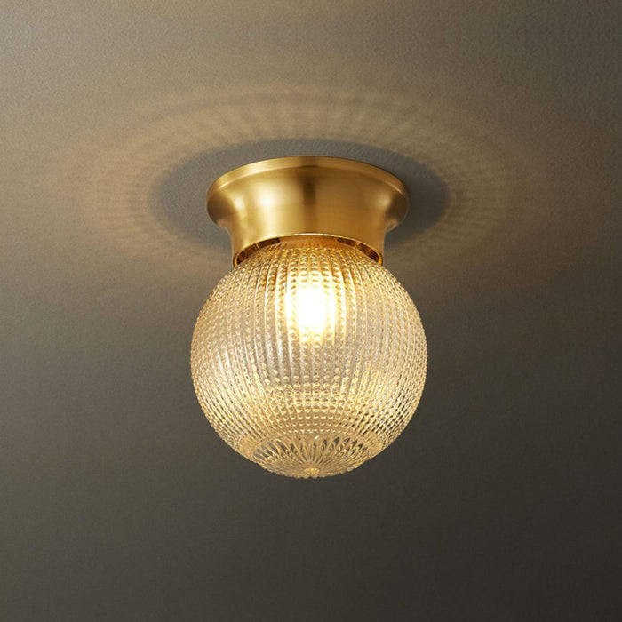 Reeded Globe Flush Ceiling Light-DWHOME