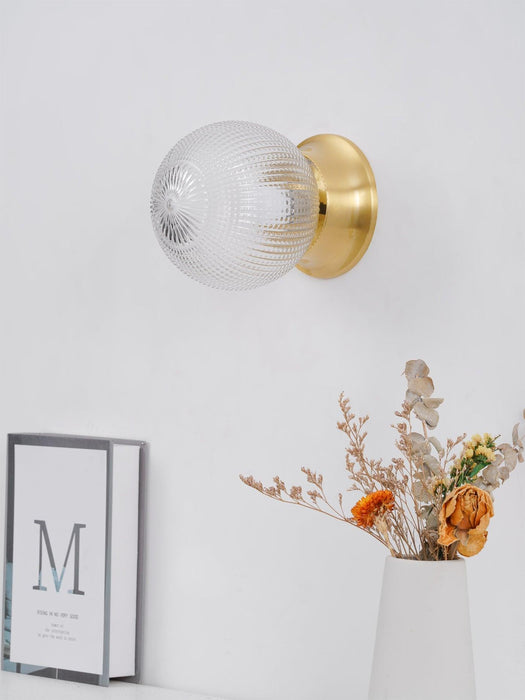 Reeded Globe Flush Ceiling Light-DWHOME