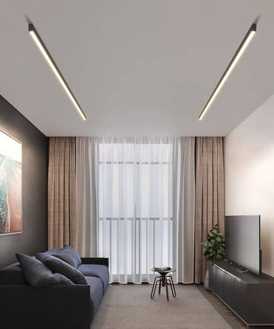 Reetahnna Slim Rectangular Linear Ceiling Lamp.