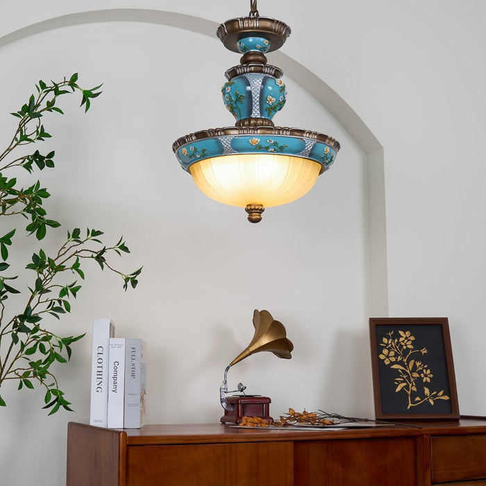 Retro Floral Resin Pendant Light-DWHOME