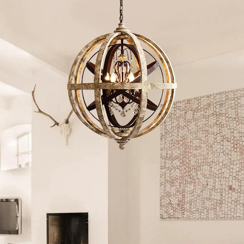 Retro Globe Weathered Chandelier-DWHOME