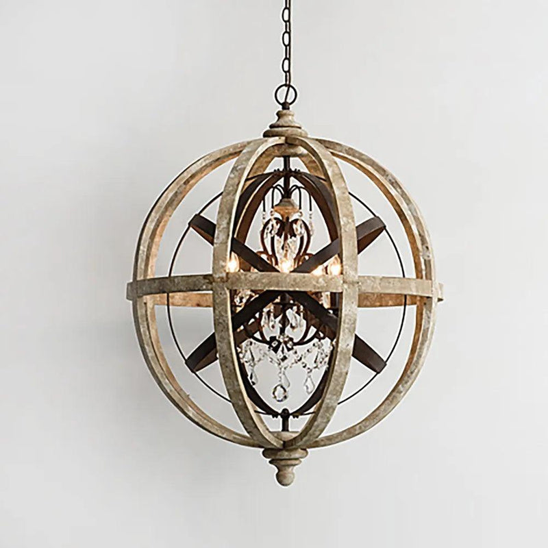 Retro Globe Weathered Chandelier-DWHOME