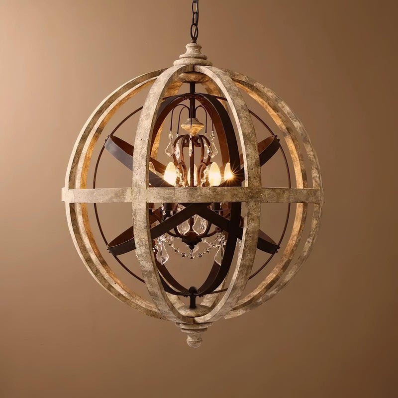 Retro Globe Weathered Chandelier-DWHOME