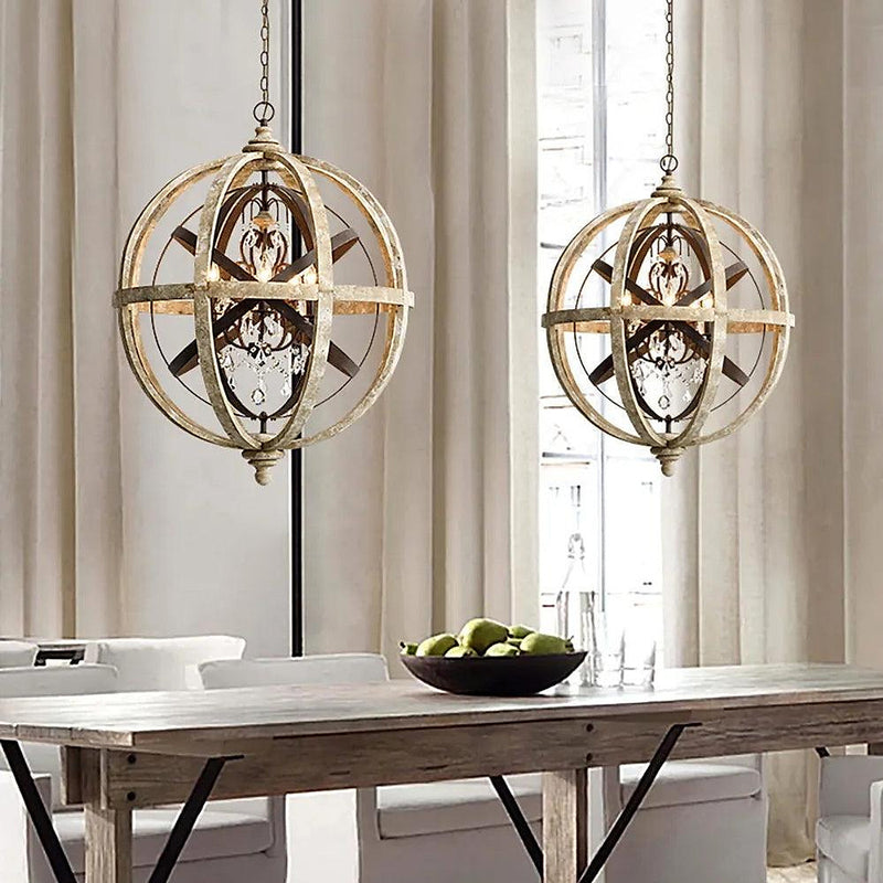 Retro Globe Weathered Chandelier-DWHOME