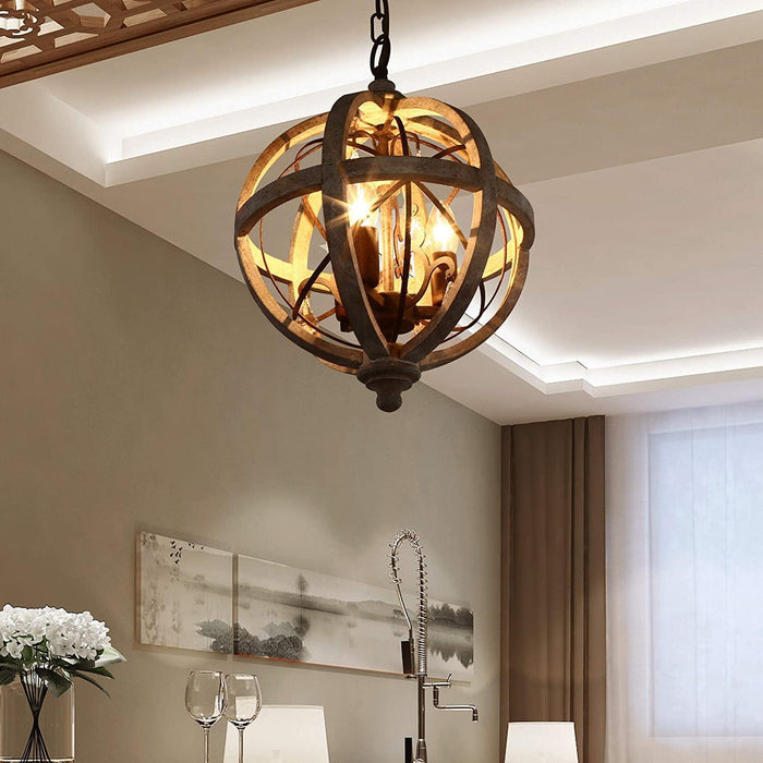Retro Globe Weathered Chandelier-DWHOME